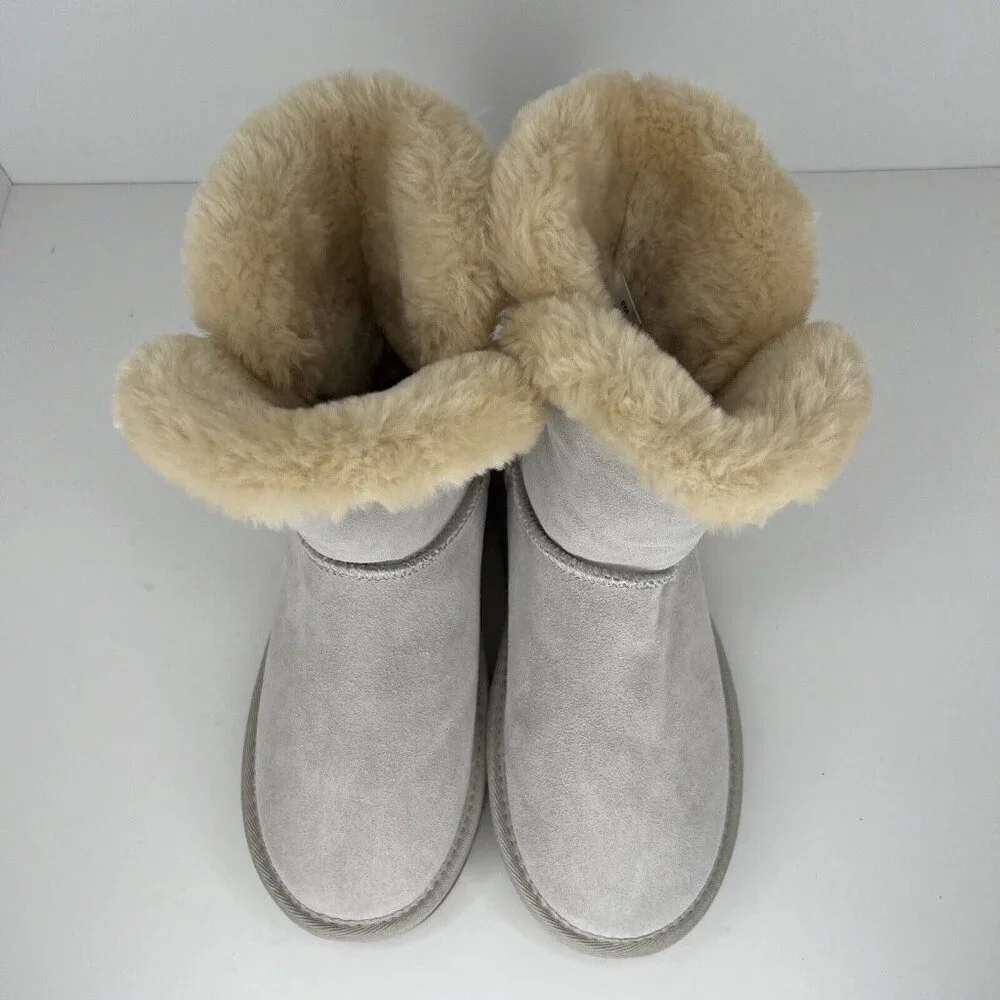 Style & Co. Cold Weather Boots Womens Size 8 Lt Gray Faux Suede Faux Fur Lined